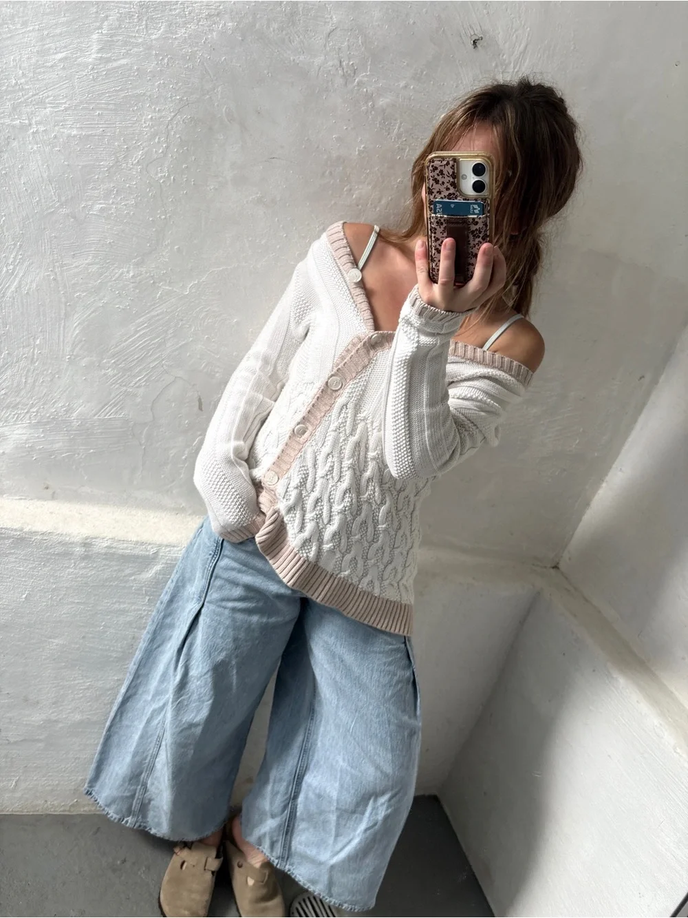 Y2K vintage knit corded cardigan